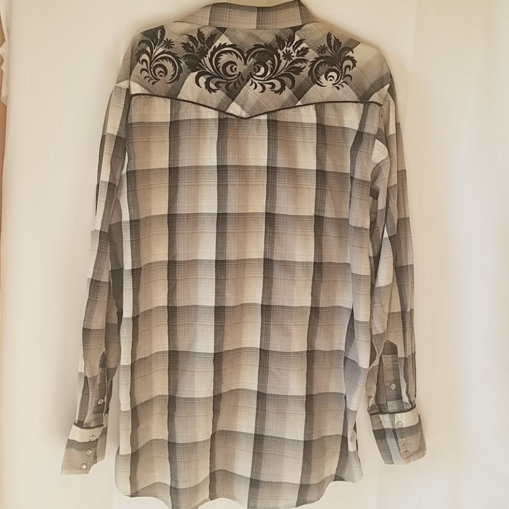 Roper Men's Pearl Snap Shirt Sz XL Grey